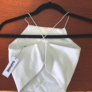 White Garage Crop Top